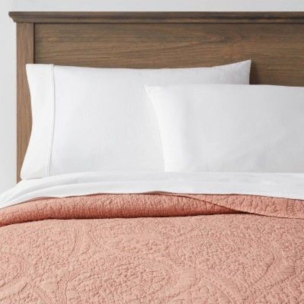 Open Box - Threshold - Full/Queen Garment Washed Paisley Stitc Terracotta